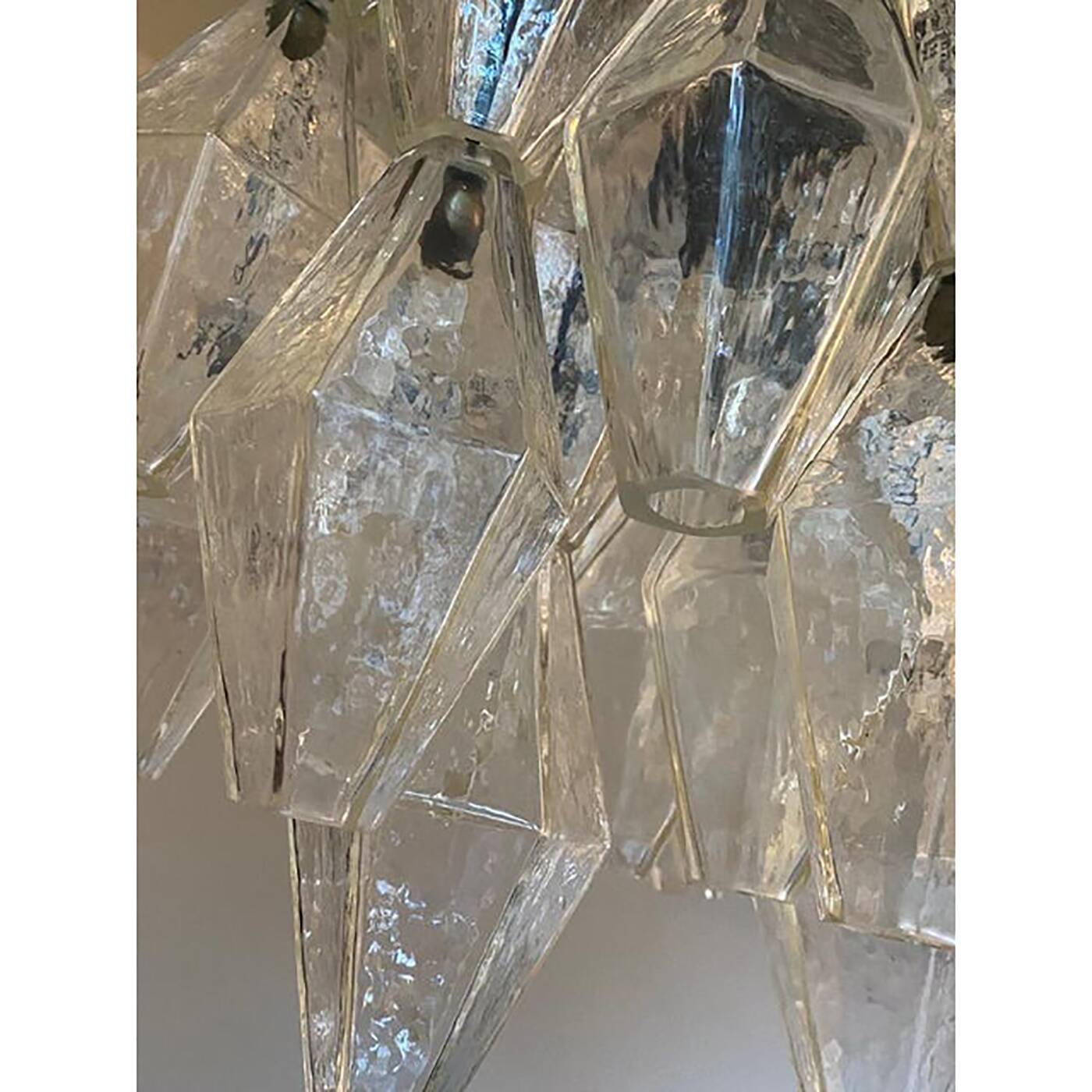 A pair of champagne "poliedro" murano glass chandelier