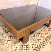 Rosewood coffee table, with black glass top, Brazil 1970