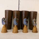 Deluxe Antique Game Little Horses 4 cups 4 dice made of bone and 16 horses