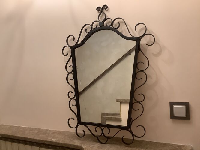Miroir brutaliste fer forgé, 70x53 cm