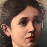Artheme Denis, portrait of a young woman. Oil on canvas signed and dated 1885