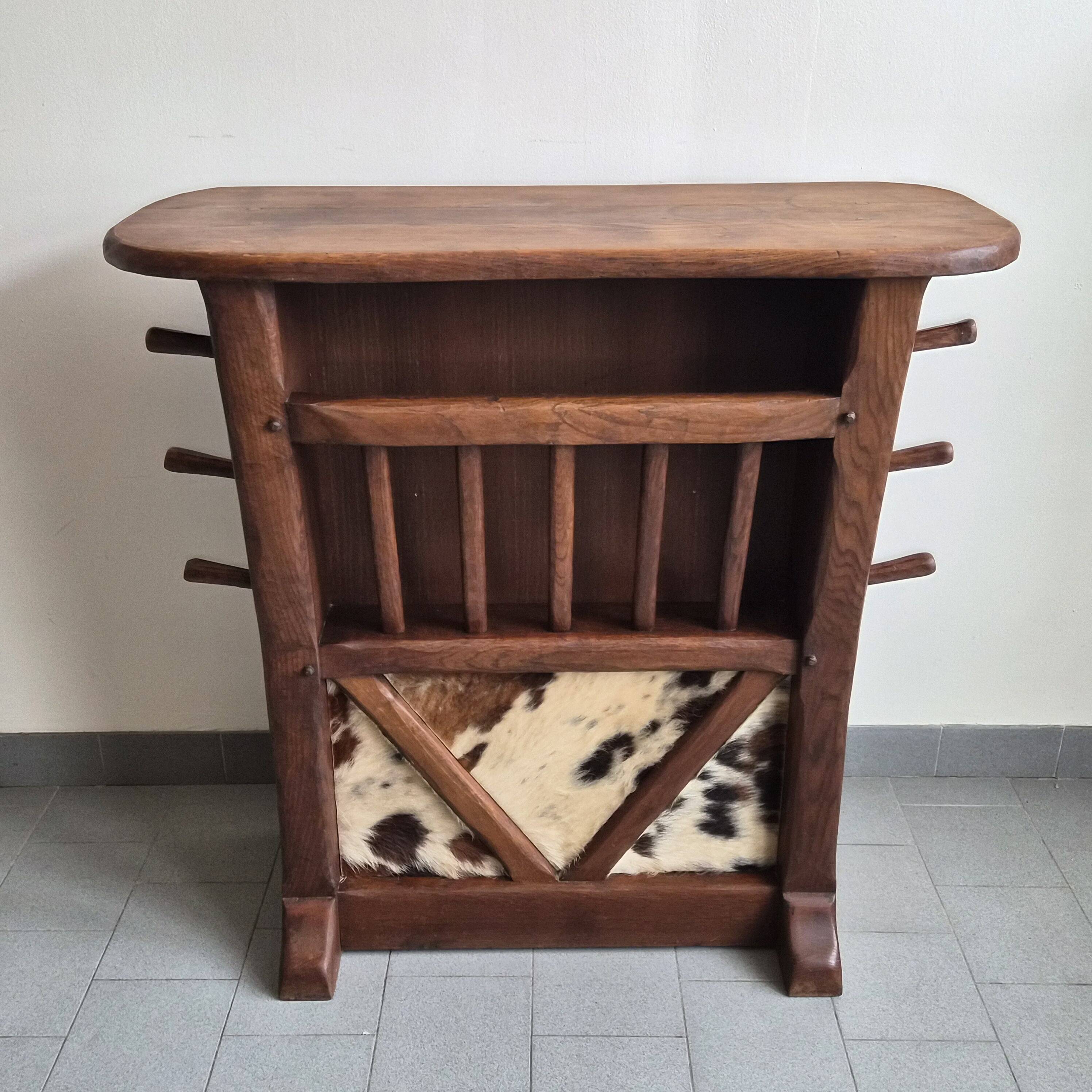 1970s vintage brutalist bar and stools
