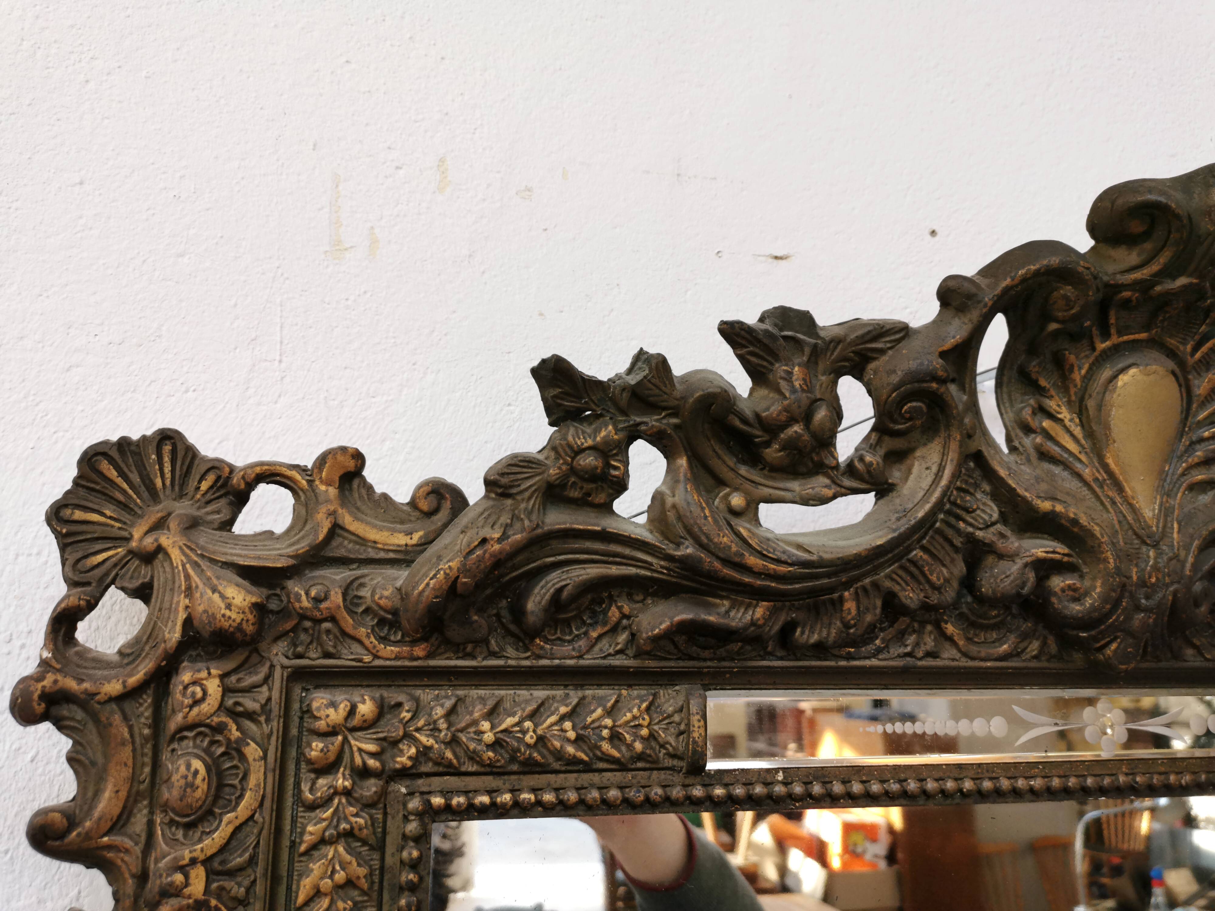 Ancient mirror 116 x 82 Napoleon III wood and gilded stucco