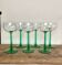 6 emerald green stemmed glasses