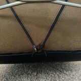 Black leather armchairs, Italian design, 70s (X2)