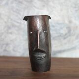 Copper sculpture signed Beaucousin Gérard, face-shaped sculpture, collection.