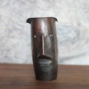 Copper sculpture signed Beaucousin Gérard, face-shaped sculpture, collection.