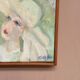 Original Swedish Oil on Canvas – "Woman with Dove" by G.G., 1990 – vintage and framed – 35.5 × 16 cm (13.9" × 6.2")