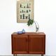 Small teak buffet with 2 doors, vintage Scandinavian style.