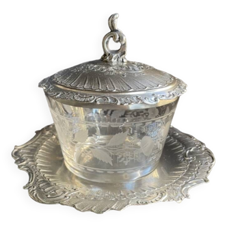 Jam maker Silver metal and engraved glass Rocaille style