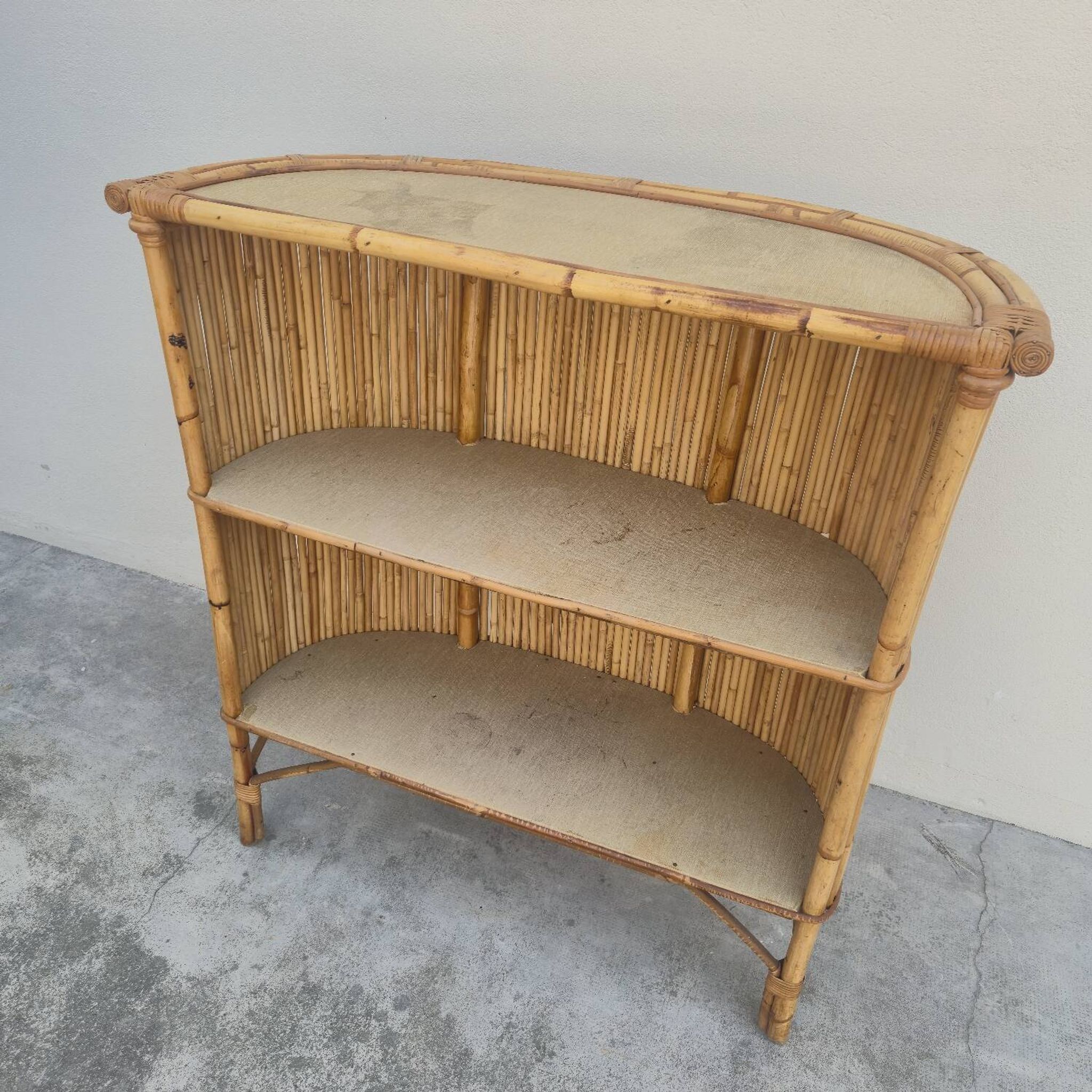 Vintage rattan bamboo bar 1950s