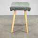 1960s Czech Mid-Century Modern Upholstered Stool with Beech Wood Legs