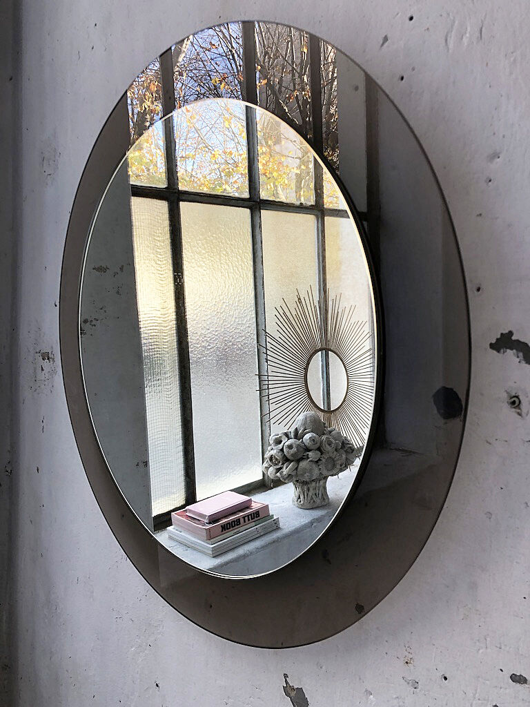 Smoked round design mirror Veca Italy