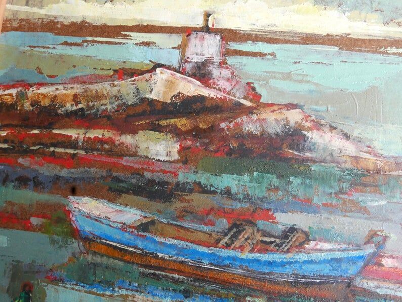Painting, Marine to boats by Paul Kérouédan, 70s
