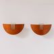 Pair of vintage wall lights in wood and glass, France 1970.