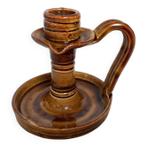 Ochre brown ceramic candle holder