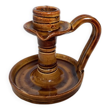 Ochre brown ceramic candle holder