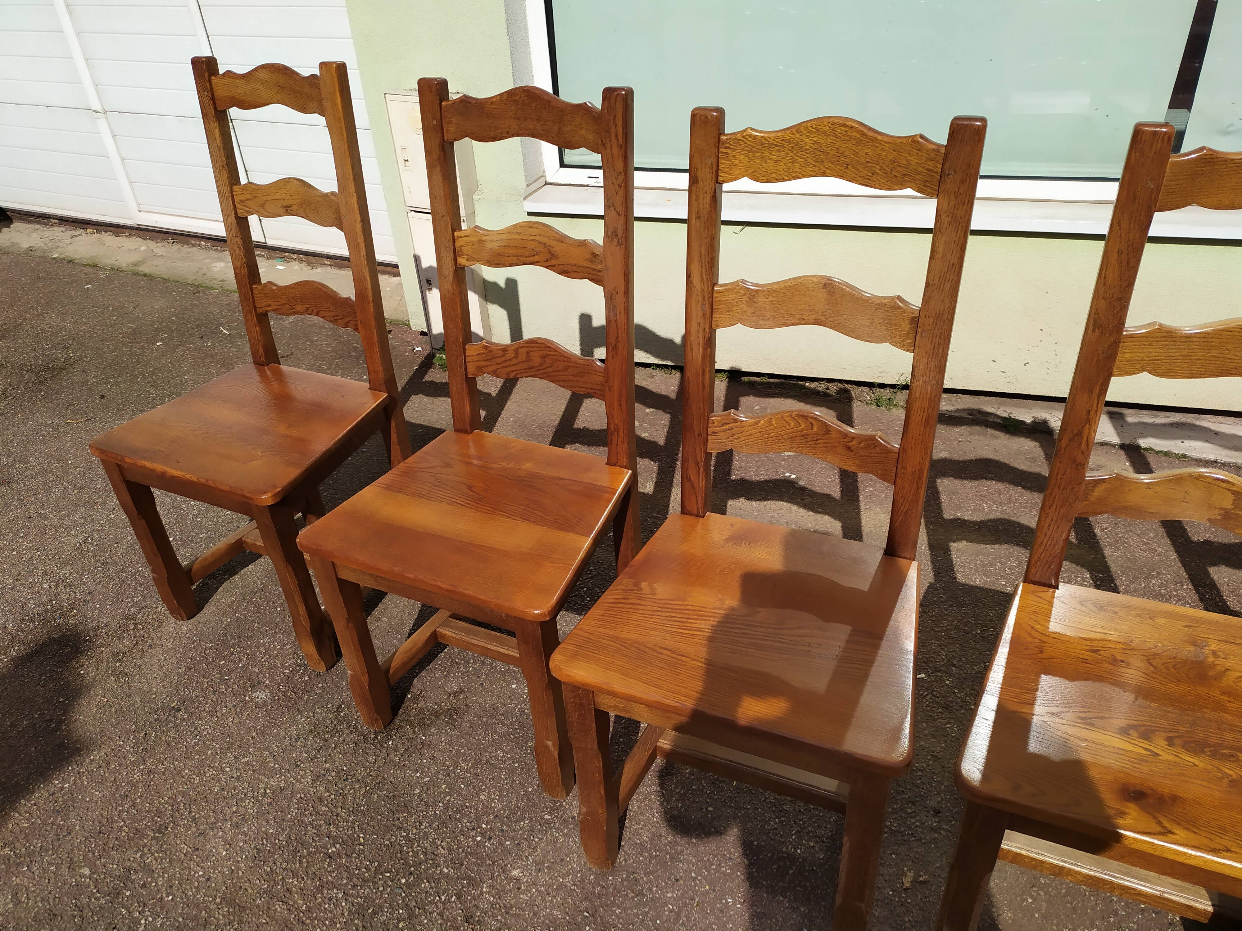 Set of 6 solid oak wood chairs - ferme compagne montage