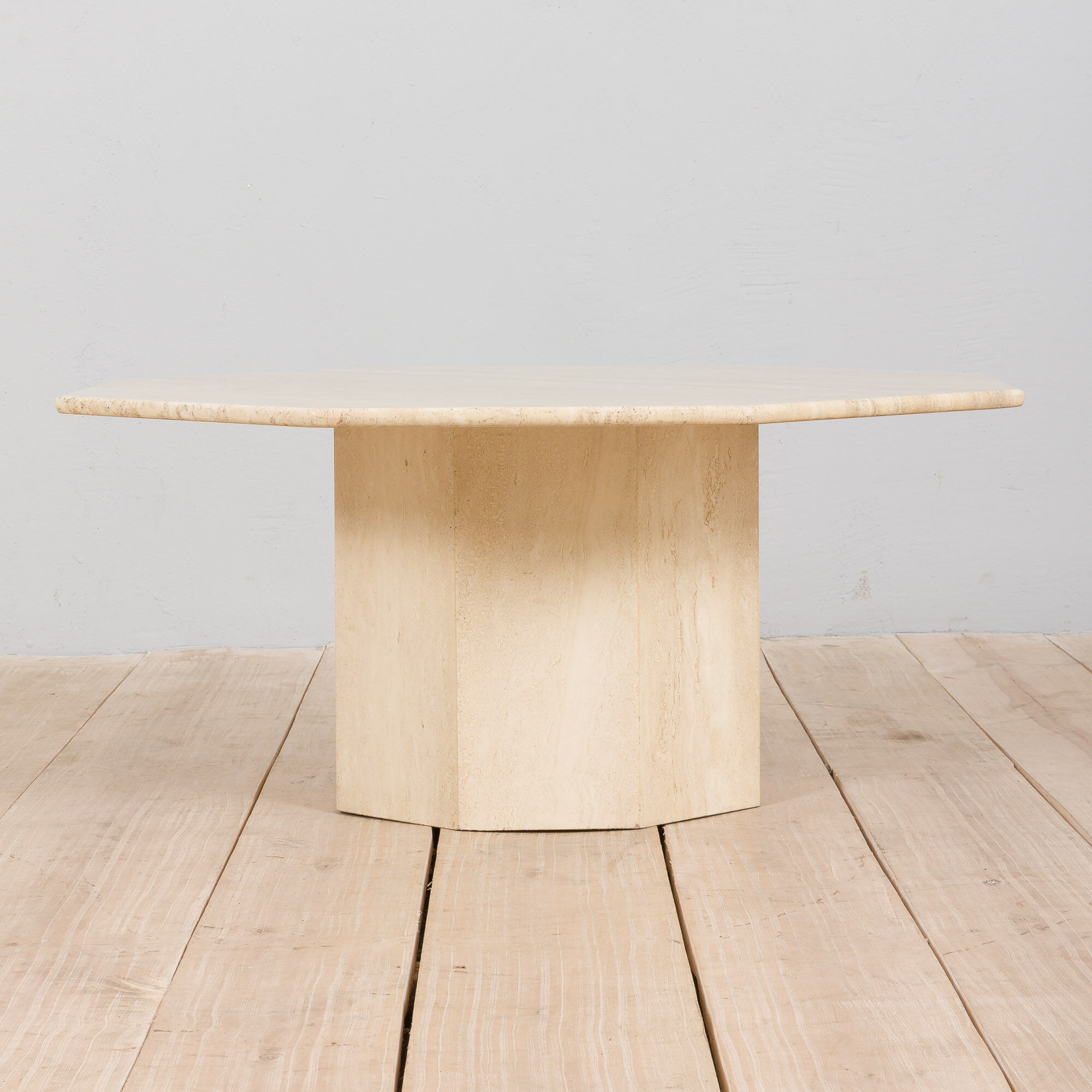 Italian Octagonal travertine table, 1980s.