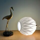 Vintage origami globe pendant lamp in white opaline