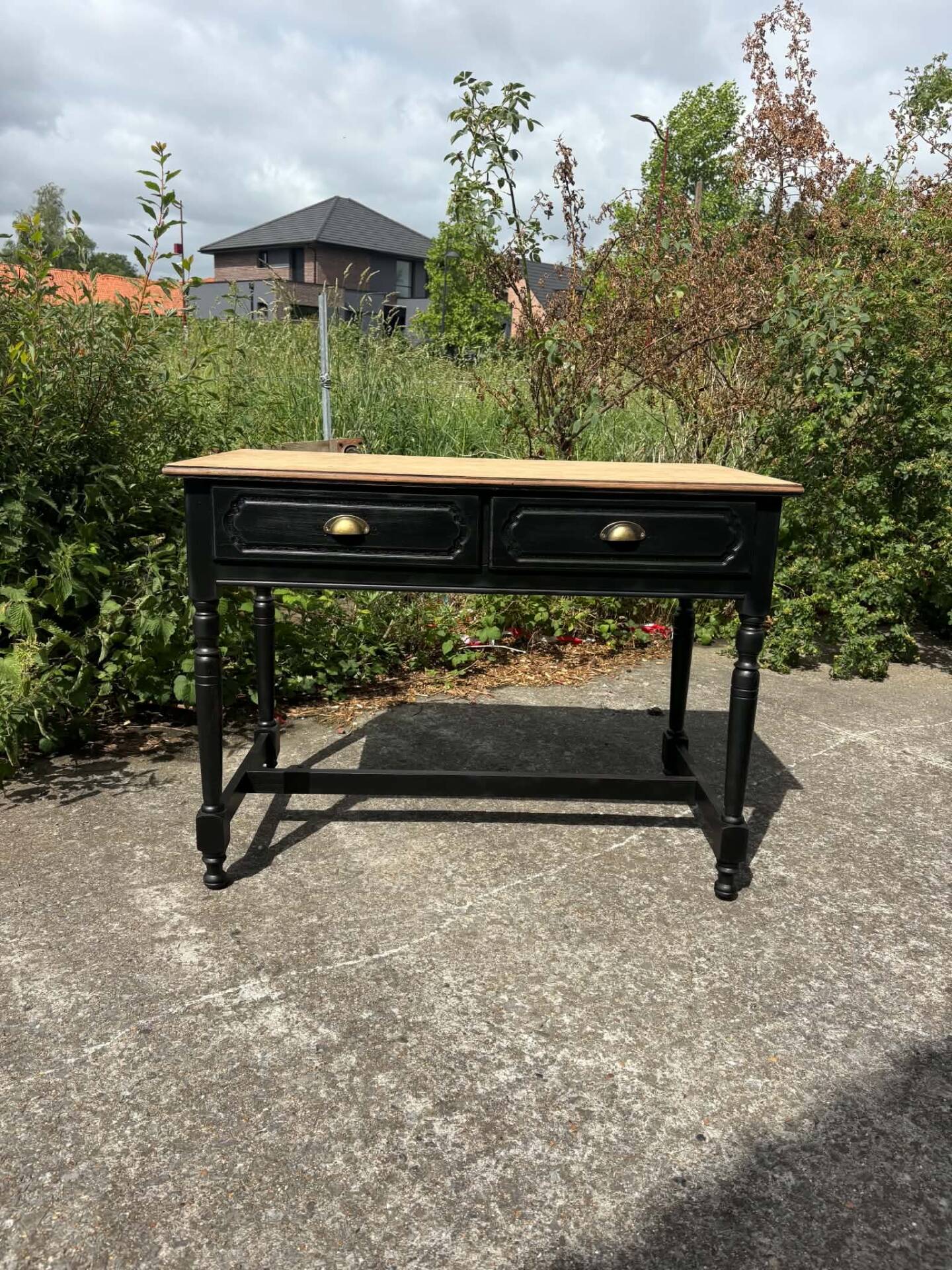 Wood and black desk