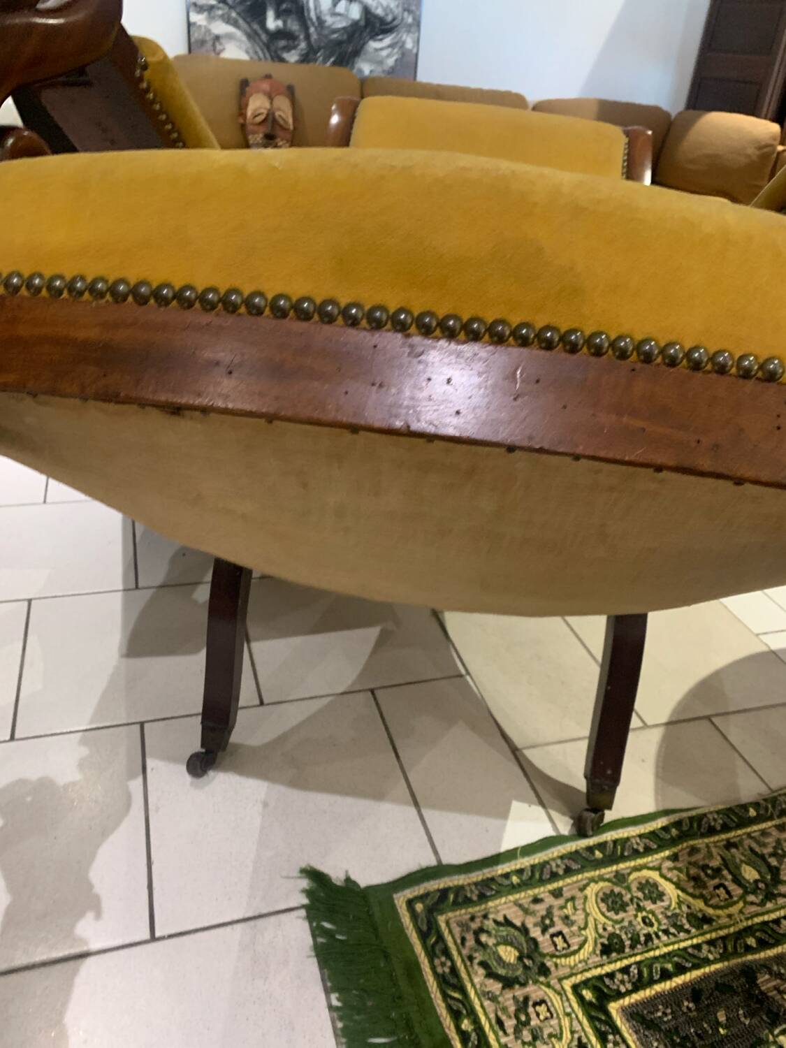 Antique armchair, Voltaire, styled swan neck restoration