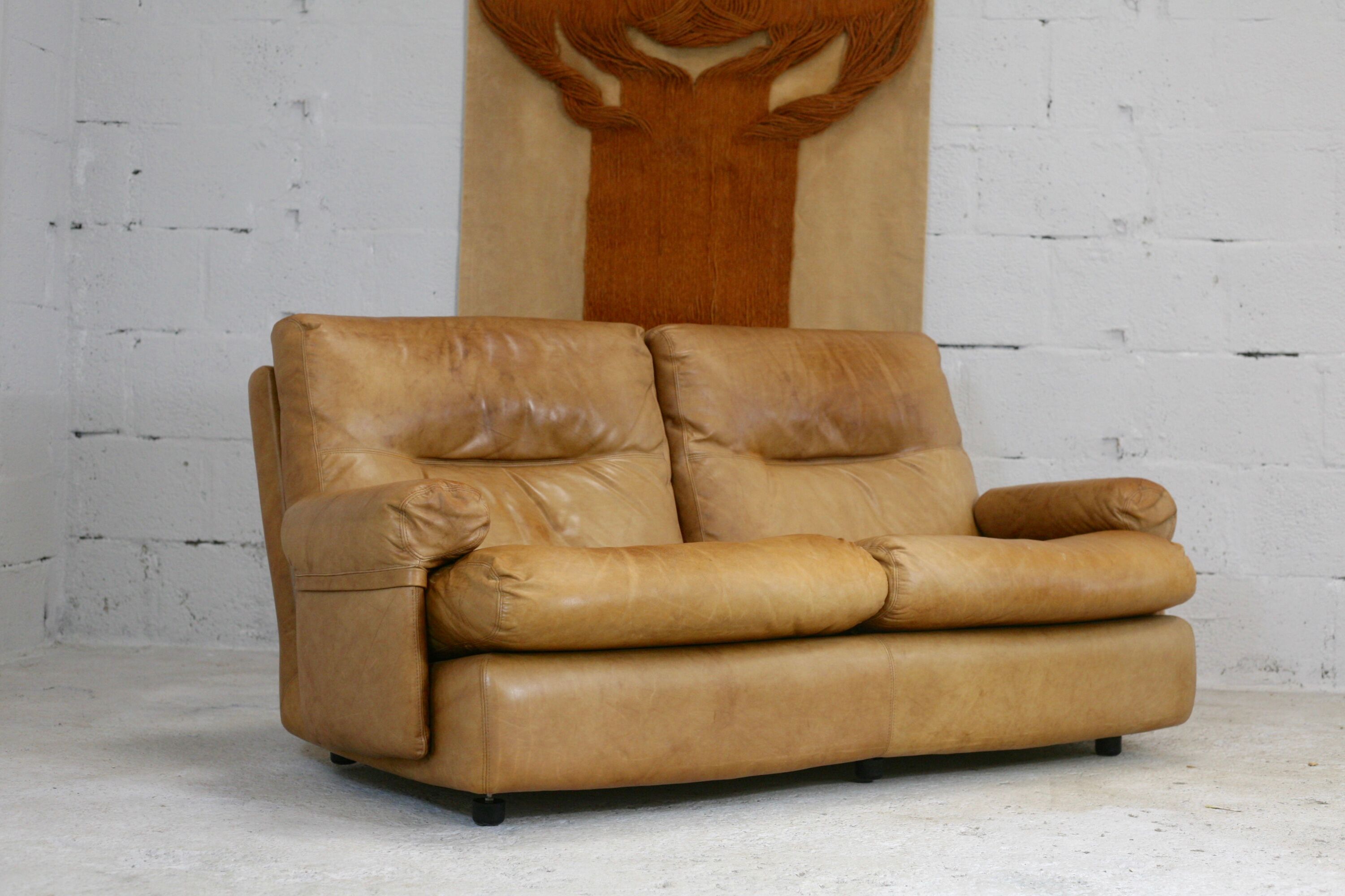 Leather sofa, Albany model, late 70's, Roset edition