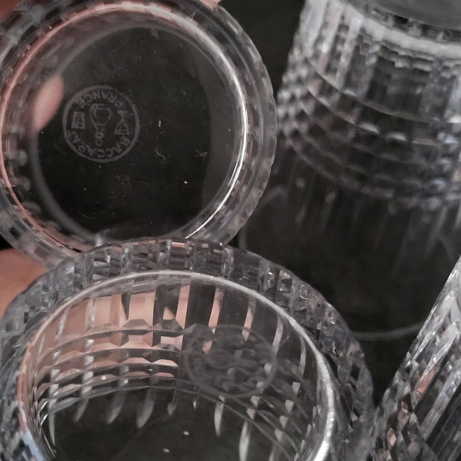 4 vintage crystal tumblers from Baccarat, model Nancy.