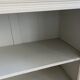 Vintage Parisian wardrobe painted in linen white, one door, three shelves
