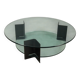 Vintage coffee table in lacquered metal and glass, Italy, 1970s-1980s.
