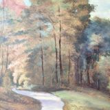 Antique painting of a forest landscape signed S.Gautier