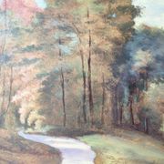 Tableau ancien paysage de forêt signé S.Gautier