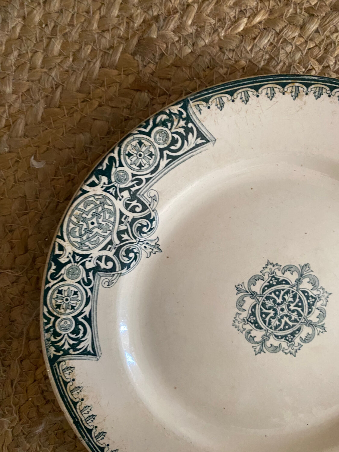 3 mismatched iron earth flat plates in green.