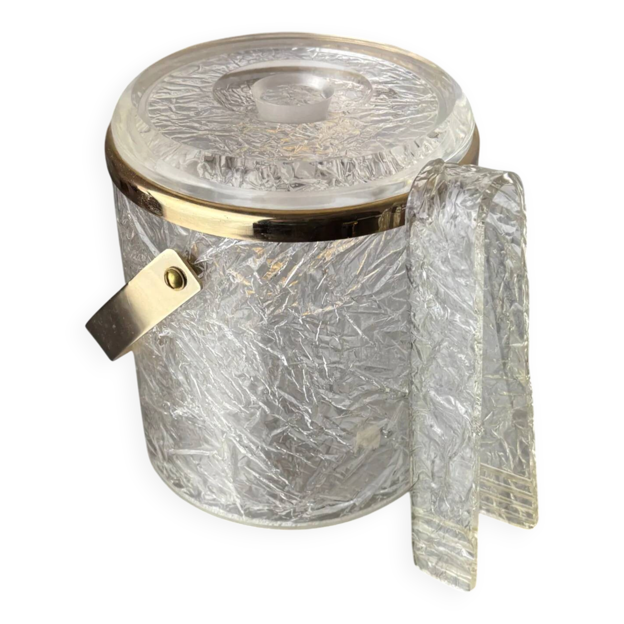 Dior style lucite ice bucket with tongs, Italy, 1970s