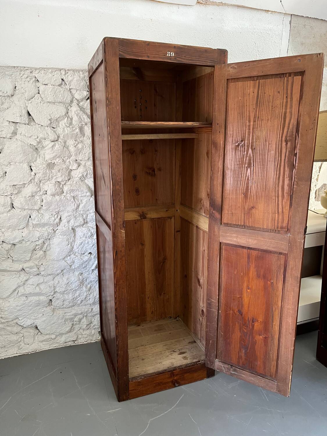 Old wooden school locker room