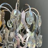 Lustre design en chrome et cristaux de Angelo Gaetano Sciolari. Vers 1970
