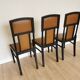 Set of 3 Vintage Dining Chairs: High Back, Leather Seat, Nailhead Trim