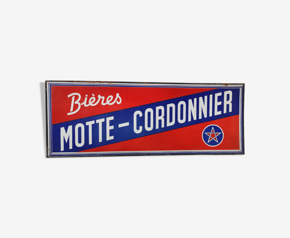 Plaque émaillée double face bières motte cordonnier