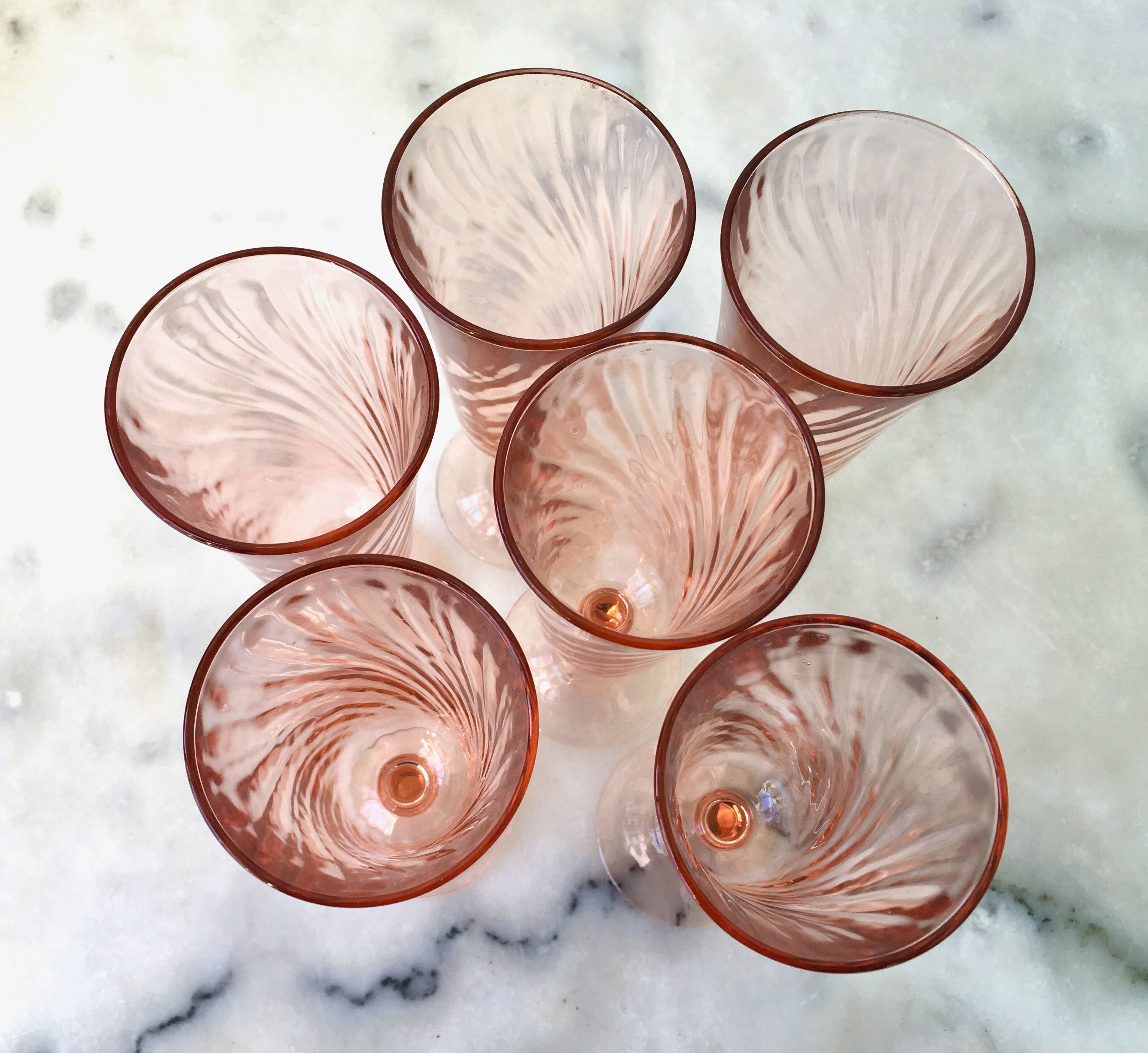 6 glasses vintage champagne flutes