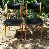 Pair of Scandinavian black skai chair 60's