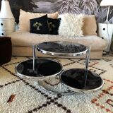 Chrome round coffee table and smoked glass