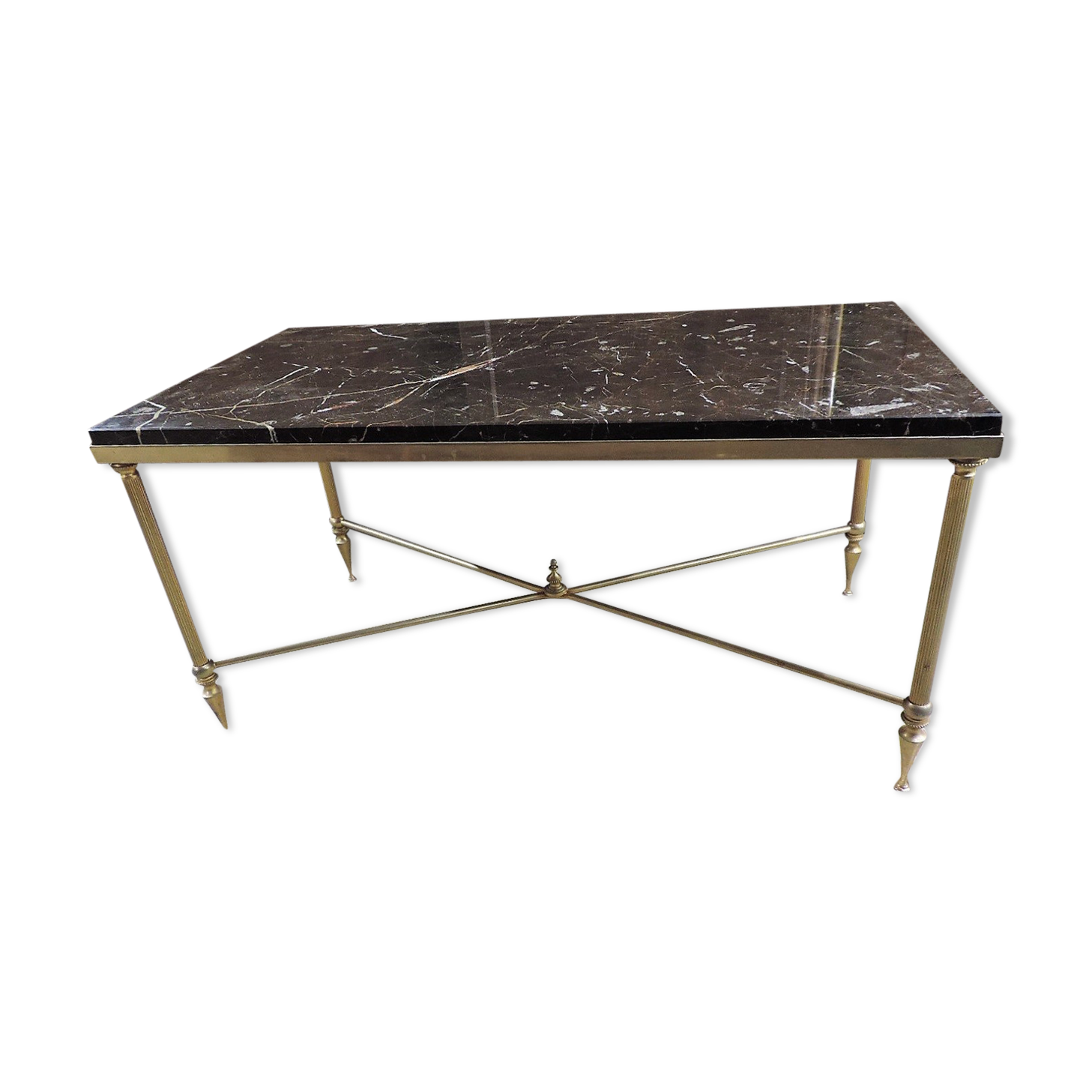 Table low neo - classical marble gold metal legs on the top. 1970