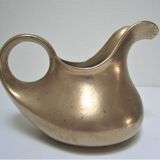 Stylized sculptural solid brass vase with handle