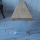 Farm bench, end of bed leg patinated pearl gray, wooden seat
