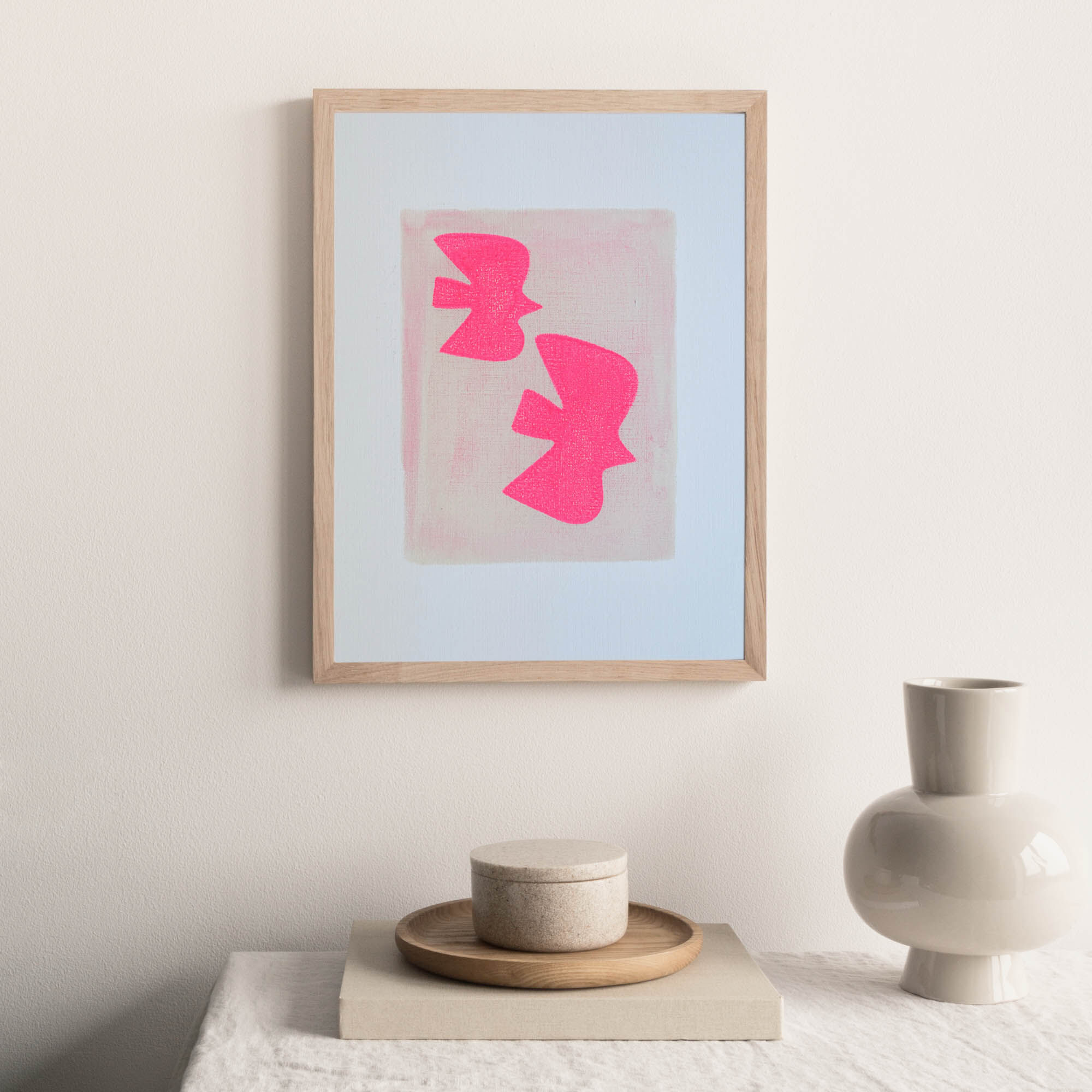 Painting on paper - h190 - neon pink - signed eawy