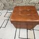 Ottoman chest pouf 1960 leather on vintage casters