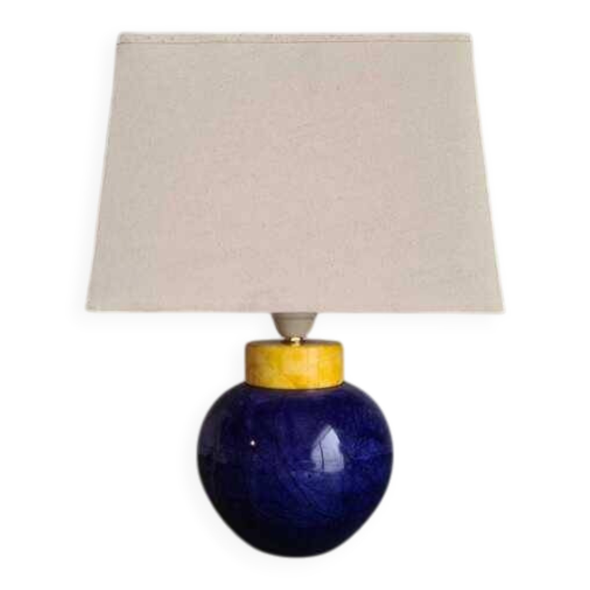 Vintage French table lamp in blue stone 1980s