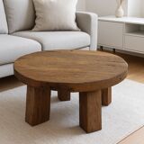 Table basse ronde en chêne massif