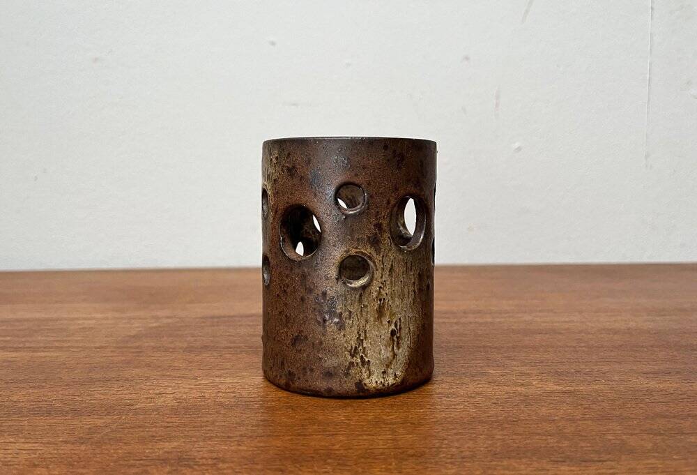 Mid-Century German Brutalist Handmade Pottery Candleholder, 1960s