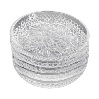 Sous verres marguerites en verre moulé (5 pièces)